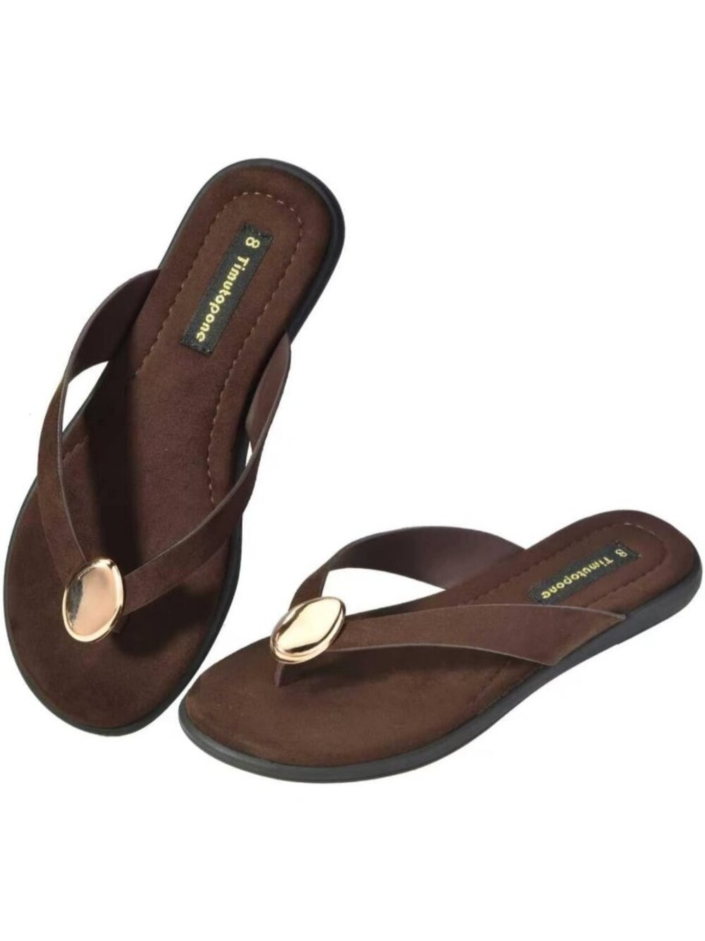 Women's Coffee Comfortable Flip Flops Thong Fashion Slip On Soft Flats Sandals